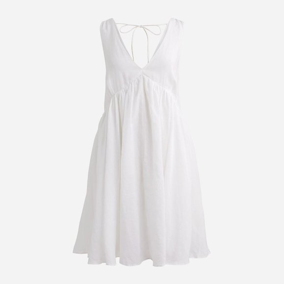 J CREW Swingy V-Neck Mini Dress White Ramie XX-Large #BI661 NEW - Picture 2 of 6